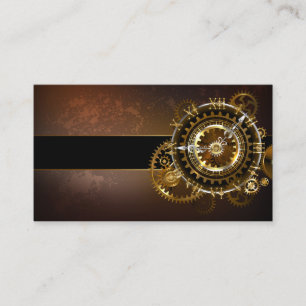 Carte De Référencement Horloge Steampunk avec des engrenages anciens