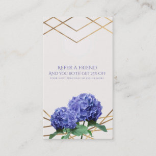 Carte De Référencement Hydrangea & Gold Elégant Floral Parrainer un ami