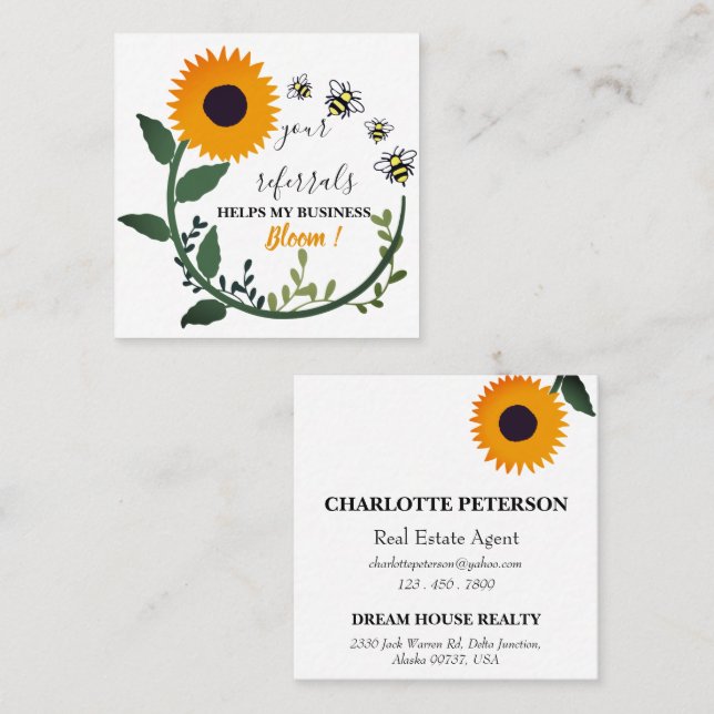 Carte De Référencement Immobilier et petite entreprise aquarelle tourneso (Devant / Derrière)