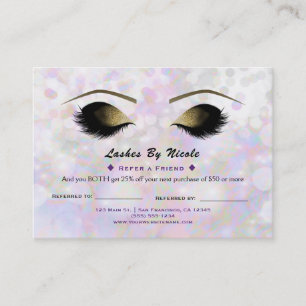 Carte De Référencement Lashes Iridescente Shimmer Lashes Référer Ami Afca