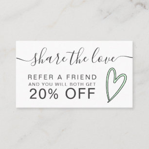 Carte De Référencement le script de coeur vert à la menthe verte partage