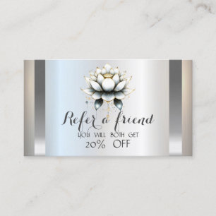 Carte De Référencement Lotus Blanc Professionnel Argent