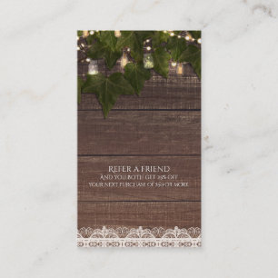 Carte De Référencement Lumières de guirlande de lierre Pot Mason Rustique