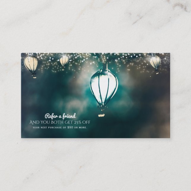 Carte De Référencement Lumières Guirlandes d'Été Chic Référez un Client A (Devant)