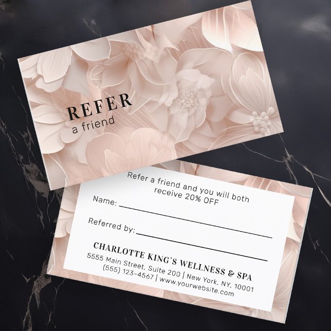 Carte De Référencement Luxe, Beige-Blanc, Fleur, Salon (Créateur téléchargé)