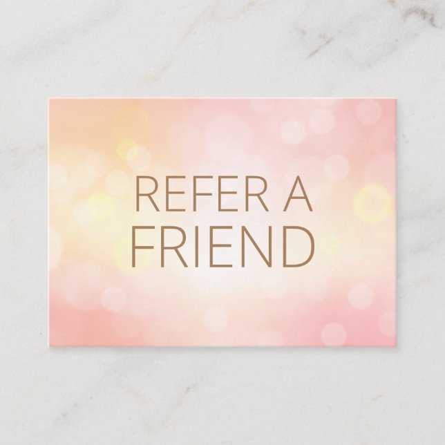 Carte De Référencement Luxe Blush PINK Bokeh Salon Spa client (Devant)