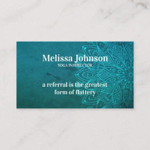 Carte De Référencement Méditation de Yoga bleu Mandala Référer un ami