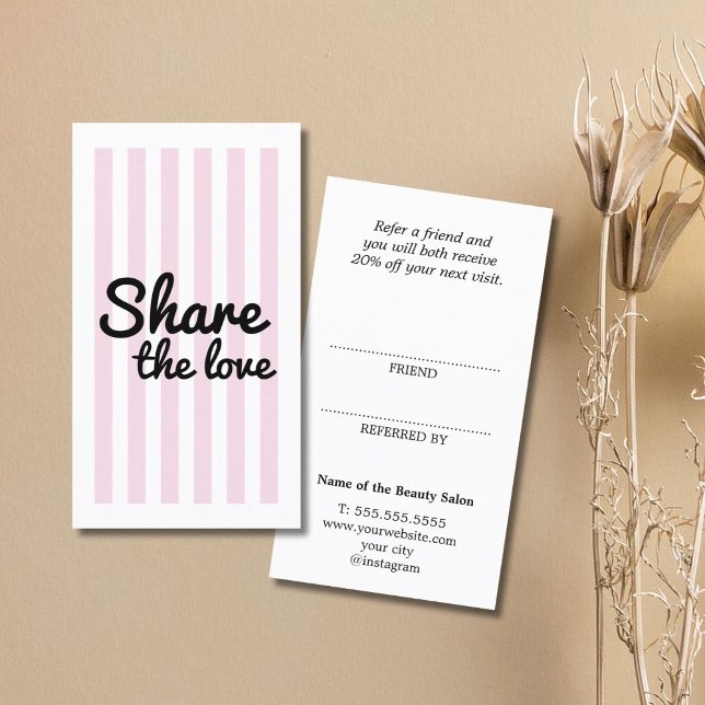 Carte De Référencement Modern Cool Pink Stripes Black Bold Salon (Créateur téléchargé)