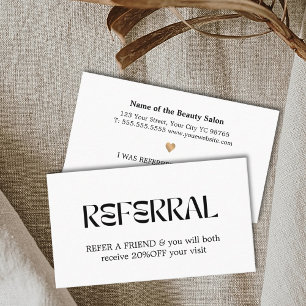 Carte De Référencement Moderne Élégant Blanc Faux Or Cœur Beauté Recomman