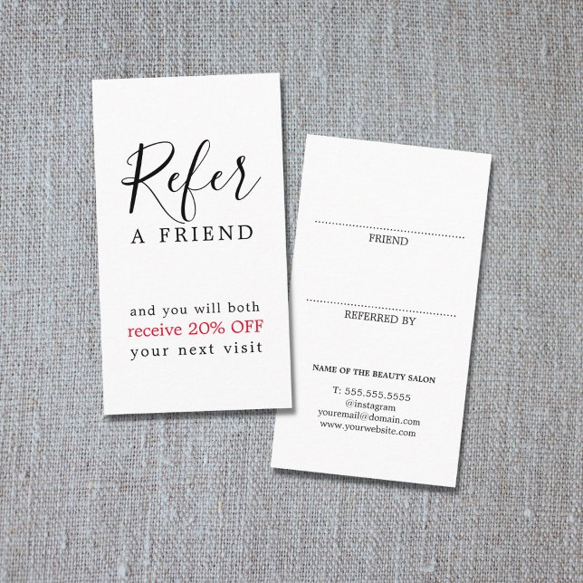 Carte De Référencement Moderne Elegant Noir Rouge Bold Salon de Beauté (Créateur téléchargé)