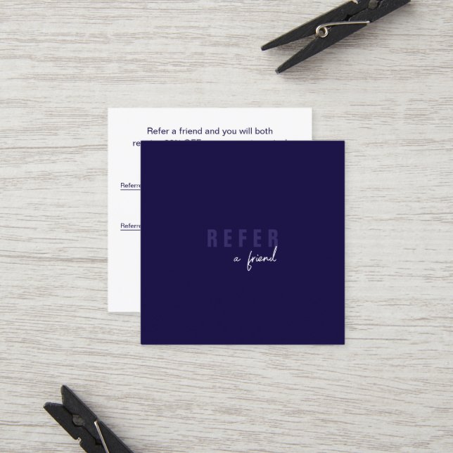 Carte De Référencement Moderne Minimal Bleu Simple Client (Devant/Arrière en situation)