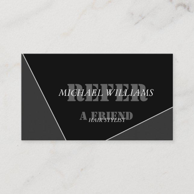 Carte De Référencement Monogramme gris noir artistique moderne personnali (Devant)
