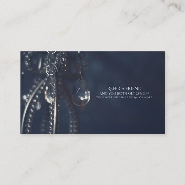 Carte De Référencement Moody Blue Crystal Elegant Chic Référer un ami (Devant)