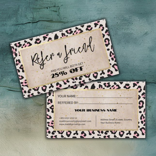 Carte De Référencement Motif Cheetah Et Vintage Or (Créateur téléchargé)