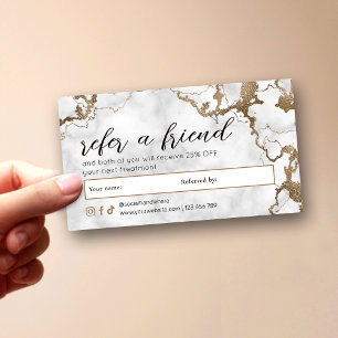 Carte De Référencement Onglerie de Spa Marbre Or Script Élégant Beauté