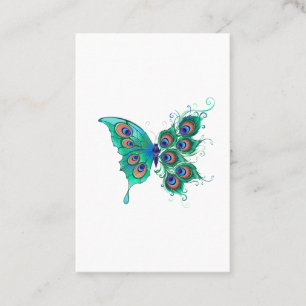 Carte De Référencement Papillon aux plumes de paon vertes