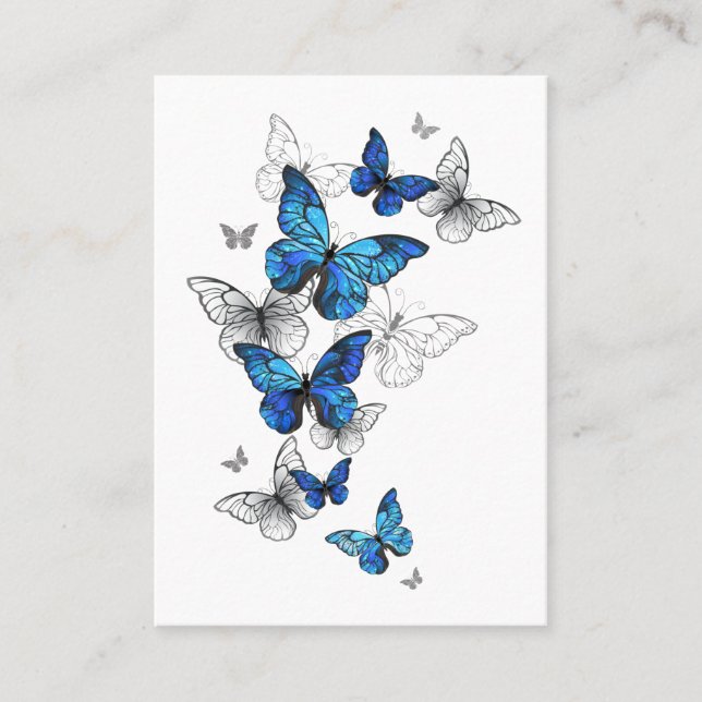 Carte De Référencement Papillons volants bleus Morpho (Devant)