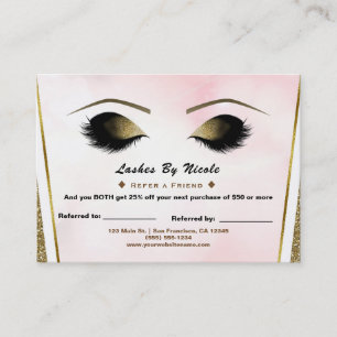 Carte De Référencement Parties scintillant en or rose Lashes Référencez A