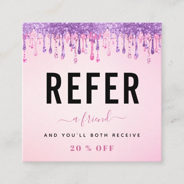 Carte De Référencement Parties scintillant violet rose Ajouter logo et no (Devant)