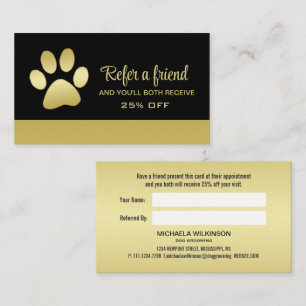 Carte De Référencement Paw chien brillant or sur le service de grossissem
