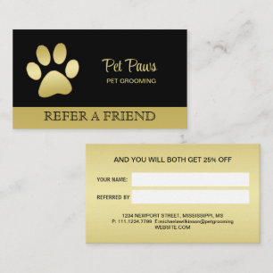 Carte De Référencement Paw chien brillant or sur le service de grossissem