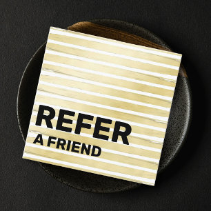 Carte De Référencement Peinture à feuille d'or blanc élégant rayé profess