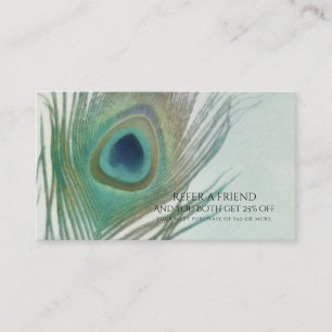 Carte De Référencement Plume de paon Boho Aquarelle Référez un ami