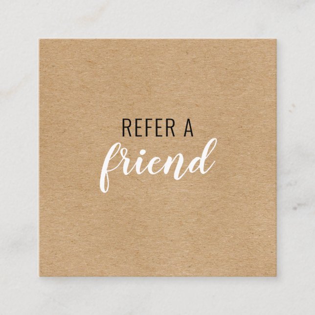 Carte De Référencement Réferer un ami Kraft rustique (Devant)