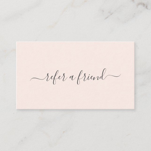 Carte De Référencement Référez un ami Blush Pink Beauty Salon Élégant (Devant)