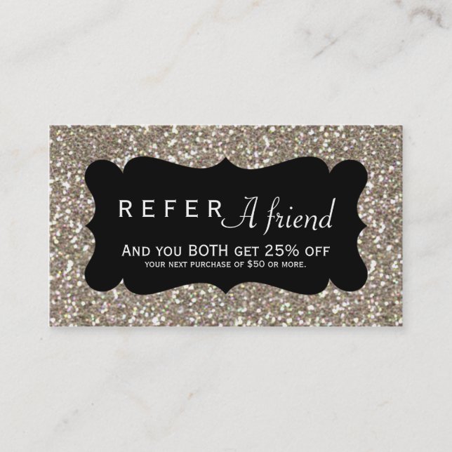 Carte De Référencement RÉFÉREZ UNE Parties scintillant Gold AMIE et une c (Devant)