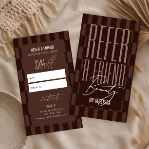 Carte De Référencement Remise Marron & Beige Rétro Branché Parrainage d'a