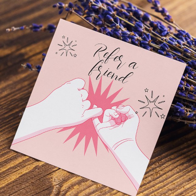 Carte De Référencement Reportez Une Illustration Des Mains D'Un Ami Peach (Refer A Friend Peach Pastels Hands Illustration Referral Card)
