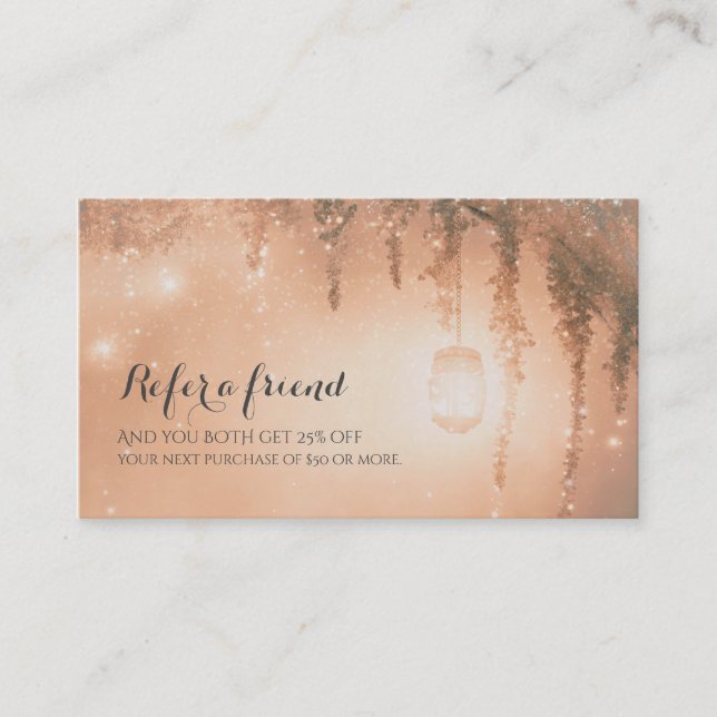Carte De Référencement Rêve Rose Forêt Rustique Référer un Client Ami (Devant)