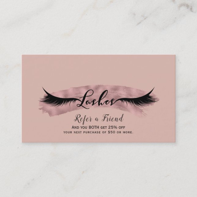 Carte De Référencement Rose Blush & Rose Gold Eyelashes à un ami (Devant)