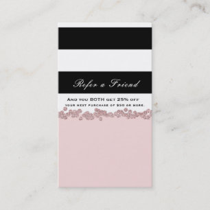 Carte De Référencement Rose Gold Blanc Noir Rose Pâle Parrainez un(e) ami