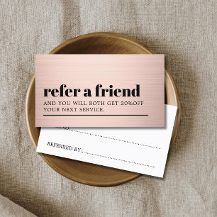 Carte De Référencement Salon de Beauté Moderne Faux Or Rose Gras