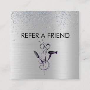 Carte De Référencement Salon de beauté Silver Glitter