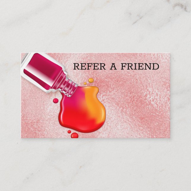 Carte De Référencement Salon en verre rose d'art d'ongle de poli de (Devant)