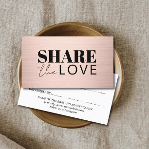 Carte De Référencement Salon Rose Gold Faux Élégant Gras