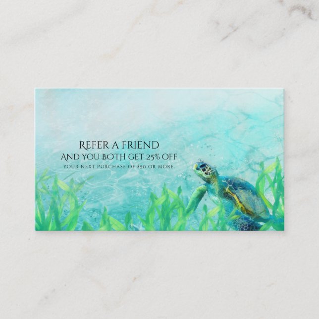 Carte De Référencement Sea Turtle Ocean Beach Élégant Référer un ami (Devant)