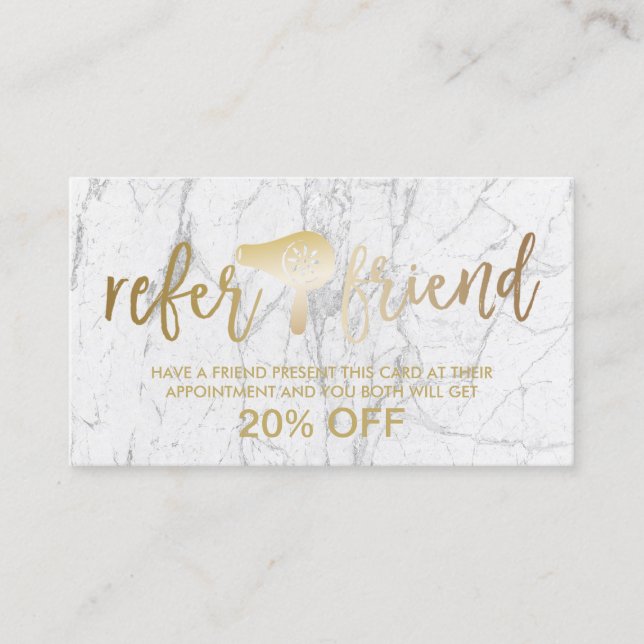 Carte De Référencement Sèche-cheveux d'or Moderne Salon de marbre aiguill (Devant)