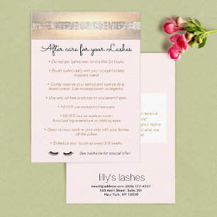 Carte De Référencement Sequin Eyelash Extensions Instructions de suivi