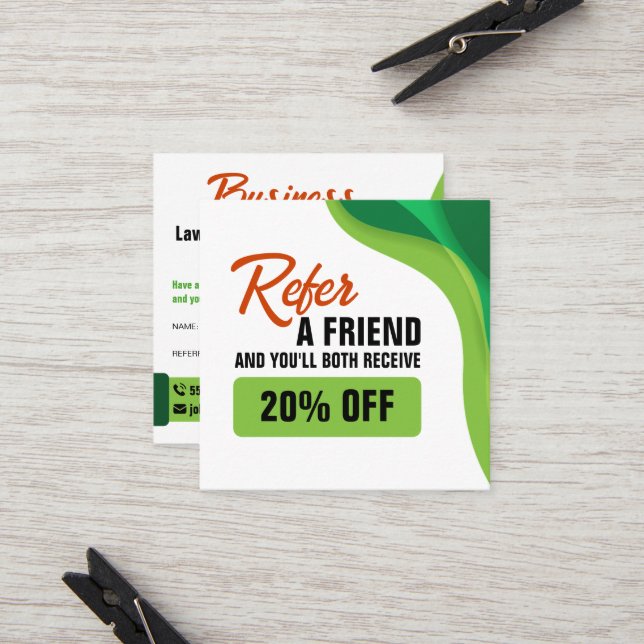 Carte De Référencement Service d'aménagement paysager et de pelouse vert  (Devant/Arrière en situation)