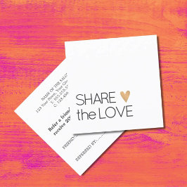 Carte De Référencement Simple Elegant Black White Gold Heart