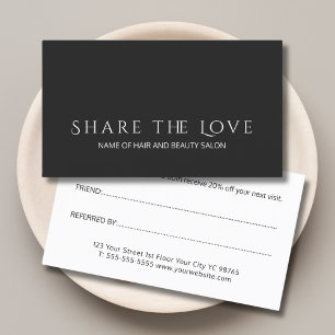 Carte De Référencement Simple et Élégant Salon de Beauté Noir et Blanc
