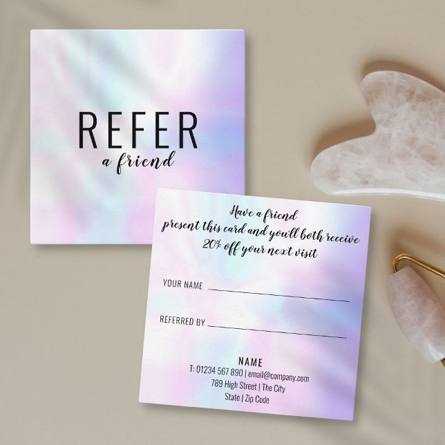 Carte De Référencement Simple Moderne Professionnel Iridescent (Simple Modern Professional Iridescent Referral Card)