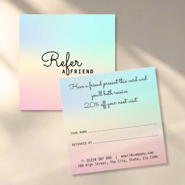 Carte De Référencement Simple Moderne Professionnel Teintes Pastel (Simple Modern Professional Pastel Shades Referral Card)