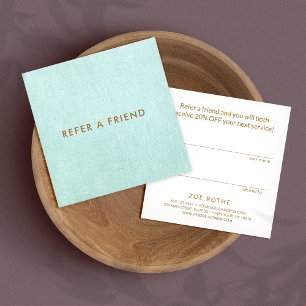 Carte De Référencement Simple recommandation client Aqua Blue Linen