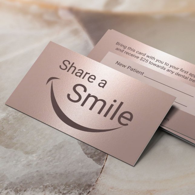 Carte De Référencement Sourire dentaire moderne Rose Gold Dental Orientat (Créateur téléchargé)