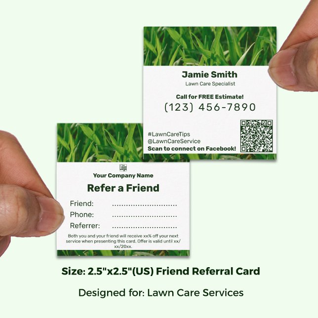 Carte De Référencement Square Business Promo - Lawn Care Friend (Square Business Promo - Lawn Care Friend Referral Card; Size: 2.5 x 2.5 Inch)